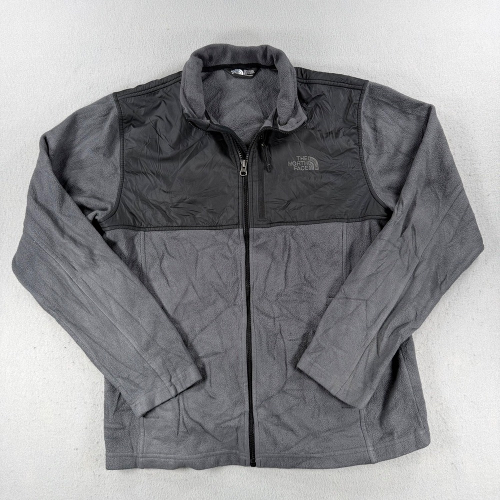 The North Face Mens Grey Black Denali Full Zip Fleece Jacket Medium